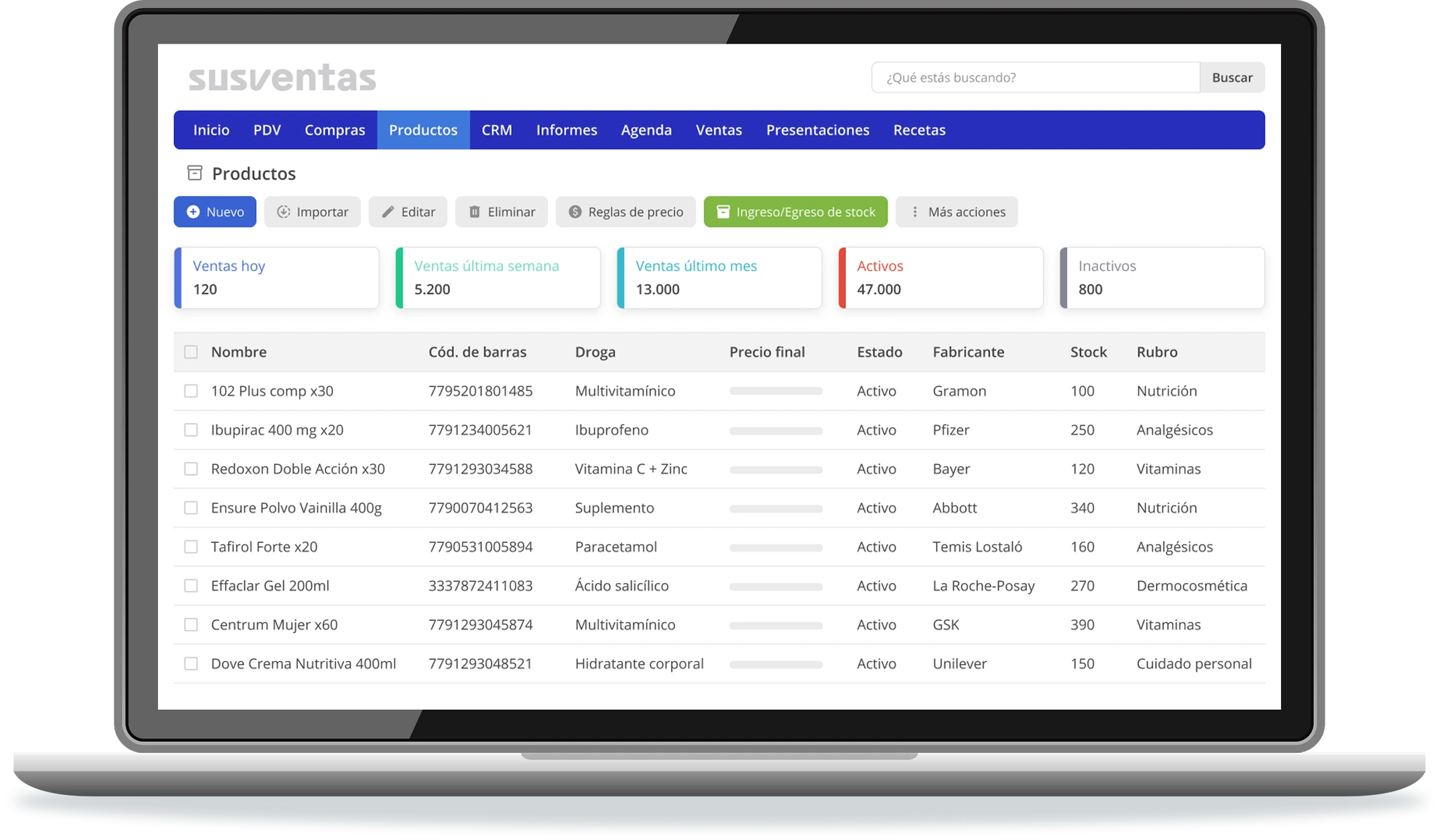 Mockup de SusVentas